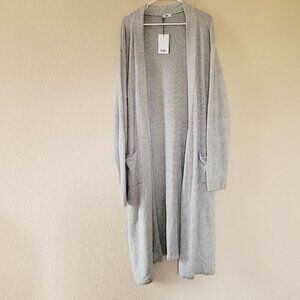 Knix Womens Cozy Long Cardigan Size Xxl Open Front Side Slit Pocket Gray Lounge